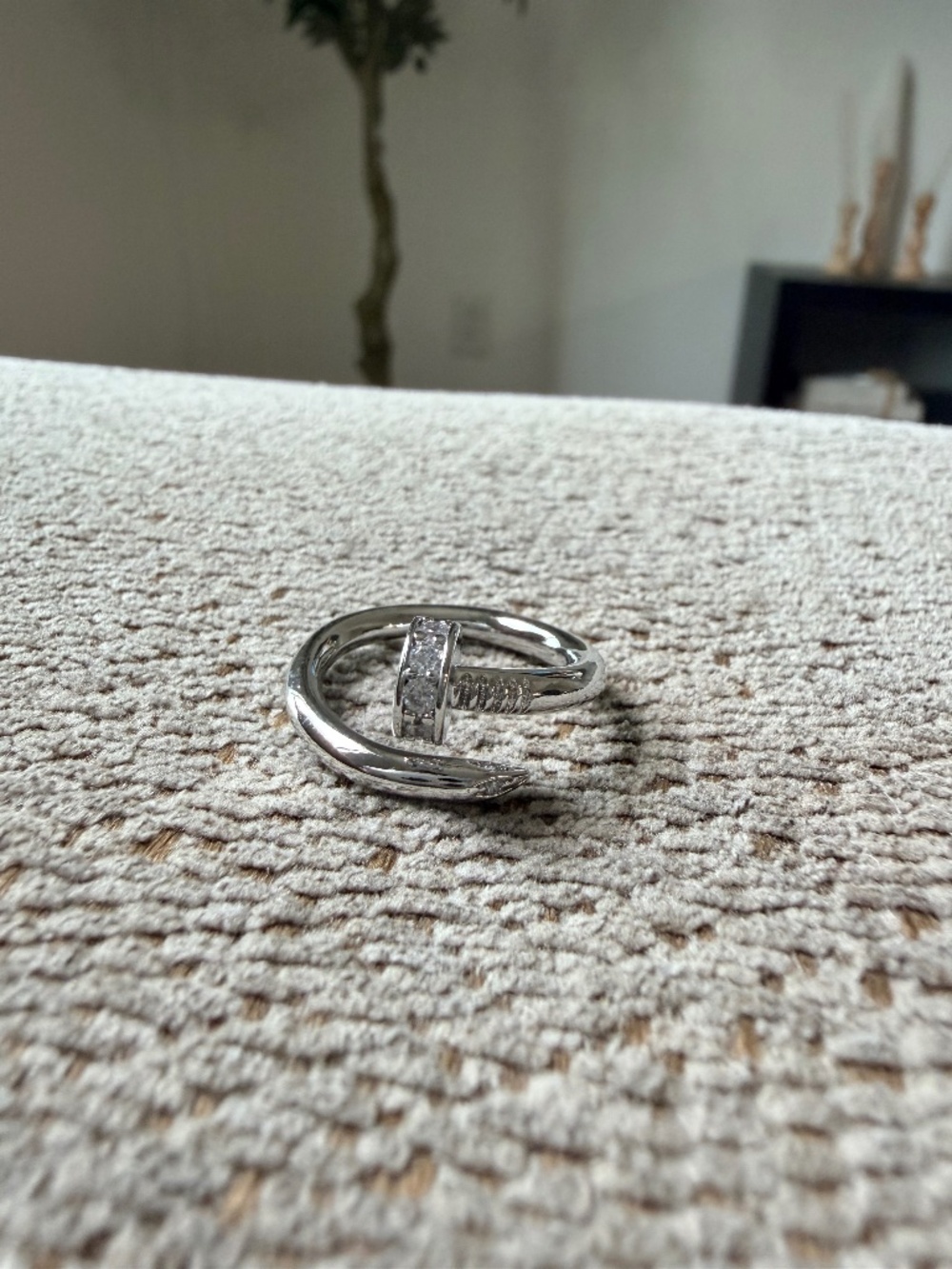 Elegant Silver Plated Nail Ring